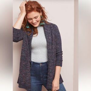Anthropologie Rosie Neira Marled Collegiate Open Front Cardigan - M